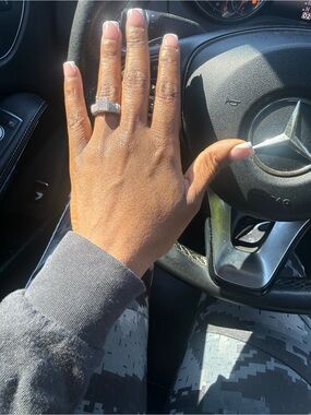 2 karat Black and Silver Pave Statement Ring - Elegant Band